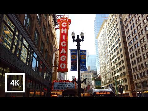 Binaural 3D City Sounds Downtown Chicago, Walking Tour Chicago City Ambience Sounds) 4K