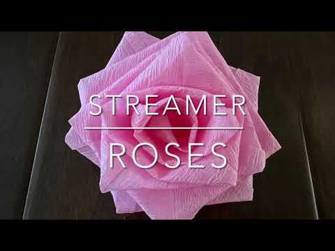 HOW TO MAKE PAPER ROSES CRAFTED FROM CREPE STREAMERS  | CREPE ROSES | FLOWER PAPER CRAFT
