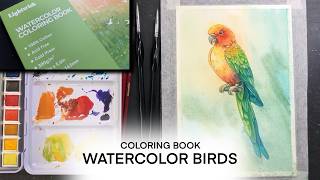 Lightwish Adult Coloring Book for WATERCOLOR! (bird themed illustration painting process) - 421
