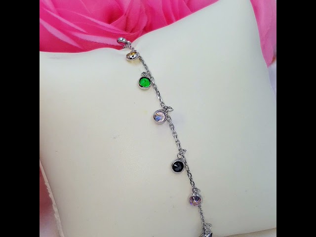 اسورة فضة مزينة بزركون ملون