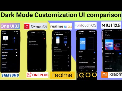 Realme Ui 2.0 vs Miui 12.5 vs Funtouch Ui vs Oxygen Ui vs One Ui 3.1 Dark Mode Comparison review 🔥🔥🔥