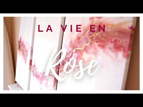 LA VIE EN ROSE: Dutch Pour Triptych River Of Rose Gold, Blush, And Magenta!