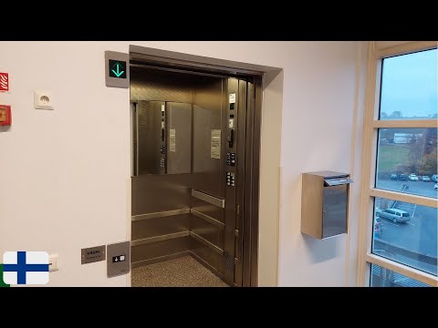 Epic motor! 2x 1989 VALMET-OTIS Europa 2000 traction elevators at Manhattan building, Turku FIN