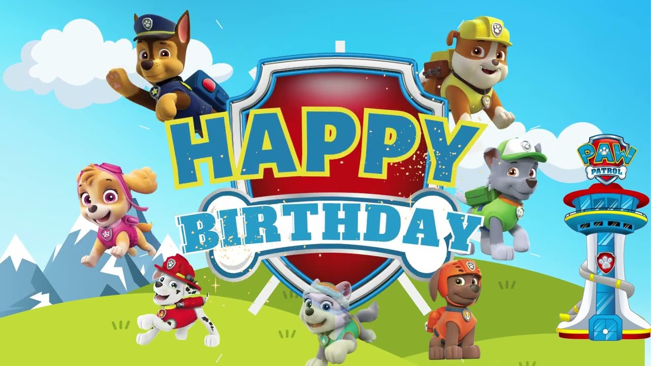 Paw Patrol Happy Birthday Banner - 4k Reso