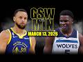 Golden State Warriors Vs Minnesota Timberwolves Full Game Highlights March 13 2026 NBA Season