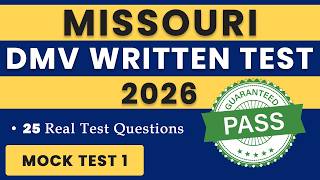 Missouri DMV Written Test 2026 | 25 Questions | DMV Driving Test Missouri Practice | DMV Permit Test