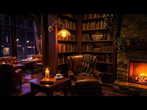 Coffee Shop Cozy Corner With Smooth Jazz Music and Rain Sounds for Study, Focus, Rela