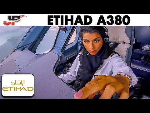 Shaima Pilots the ETIHAD A380 out of Abu Dhabi