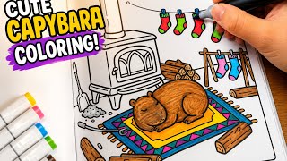 🦫✨ Coloring a Cute Capybara with Markers 🎨 | Relaxing Coloring Book