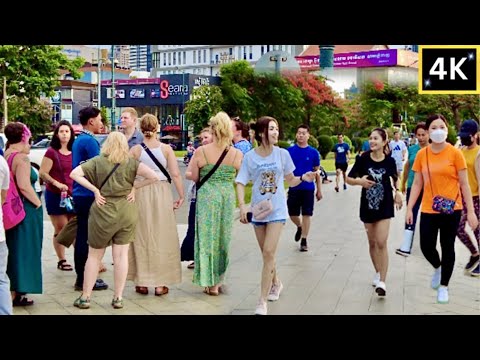 Phnom Penh Street Walk: Big Park, Relaxing, Virtual Tour | [4K Walk] Cambodia 2023