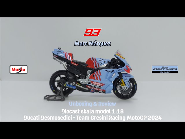 Vídeo relacionado con MAISTO Maqueta MotoGP 2024 Ducati Gresini Marc Márquez, Dorsal 93, Escala 1:18 con soporte exhibición, Metal die-cast, Fórmula 1, Moto de carreras, +3 años (78119)