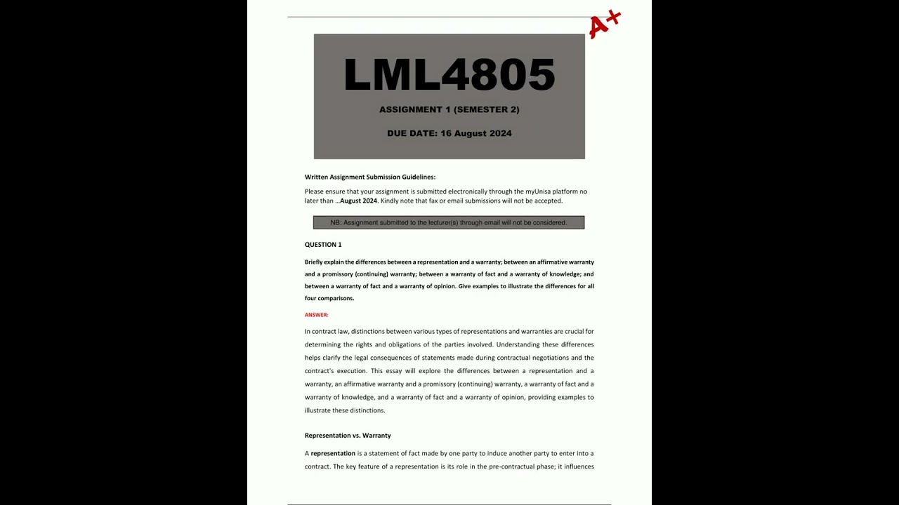 LML4805 Assignment 1 Detailed Answers Semester 2 Due 16 August 2024