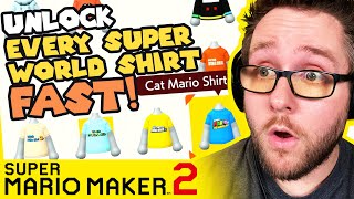 How to UNLOCK EVERY Super World Shirt FAST!  Super Mario Maker 2 Costumes