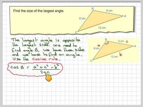 3 sides and finding an angle using cosine rule