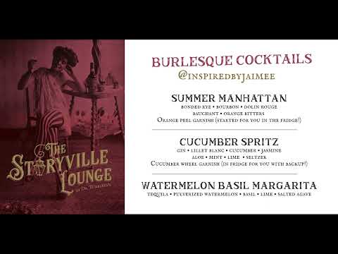 Inspired by Spirits - Storyville Lounge Burlesque Cocktail Menu - August 2023