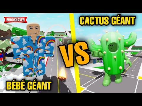 GIANT CACTUS VS GIANT BABY DESTROYING BROOKHAVEN CITY! ROBLOX - BROOKHAVEN RP