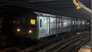 BMT Broadway Line: (N) & (Q) Express Train Action at Canal Street (R46, R68)