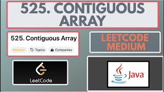 YouTube video 'Leetcode | 525. Contiguous Array | Medium | Java [2 Methods]'