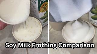Soy Milk Frothing Comparison: Edensoy vs Trader Joe's #soymilk #dairyfree #latteart
