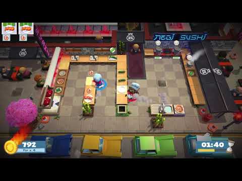 Overcooked 2  Lvl 1-3 - 2 players - Score: 2036