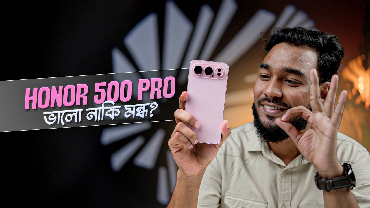 Honor 500 Pro front and back design with triple camera setup in Black color