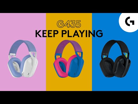 Žaidimų ausinės Logitech G435 Lightspeed, baltos/alyvų spalvos video