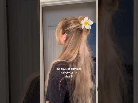 The Viral Flower Claw Clip Trend Hair Tutorial🐠🌼#summerhairstyles #easyhairstyles #summeronshorts