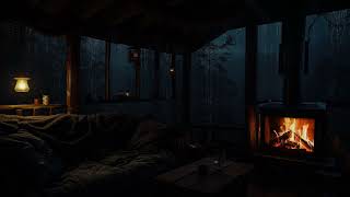 Gentle Rain and Crackling Fire in the Woods | Relaxing Cabin Escape for Sleep and Inner Peace