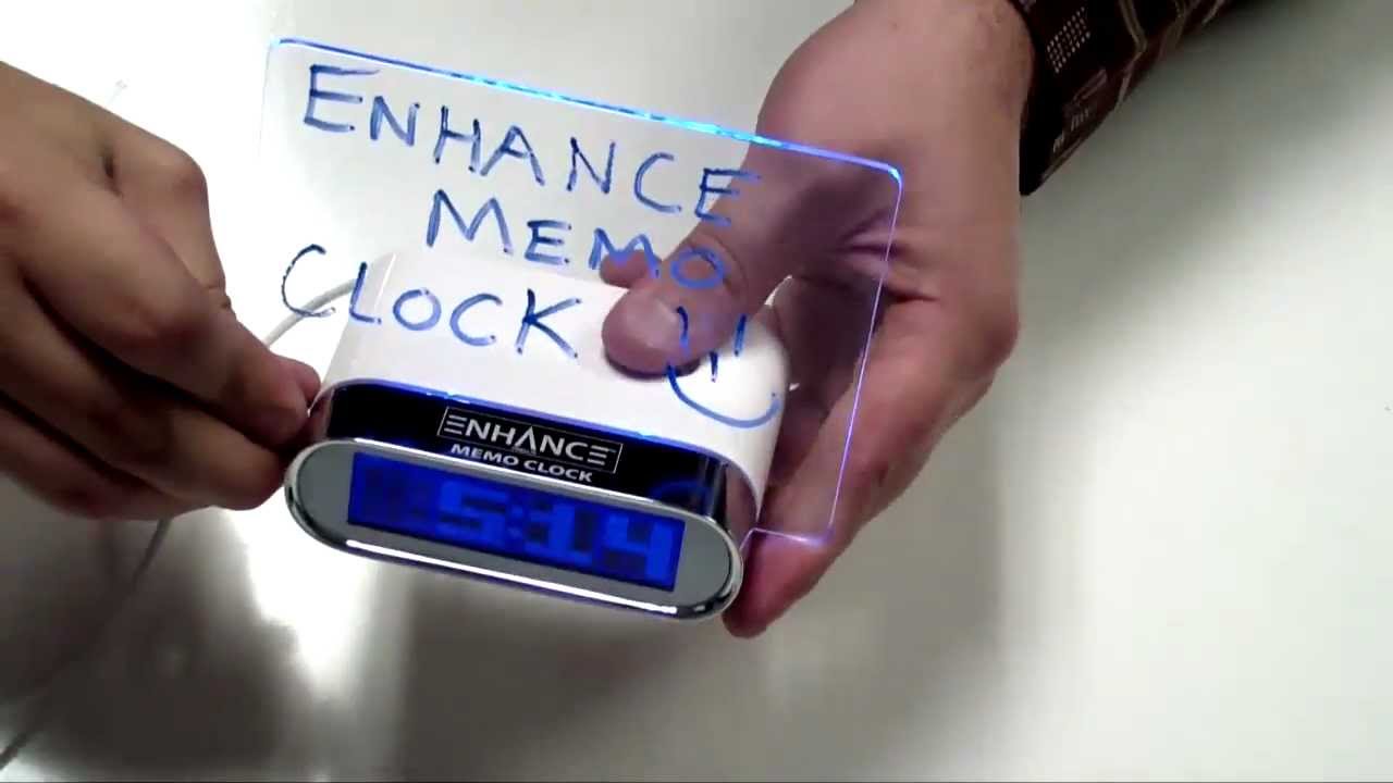 ENHANCE 4 Port USB 2.0 Desk Hub Glowing Memo Alarm Clock - Demo video