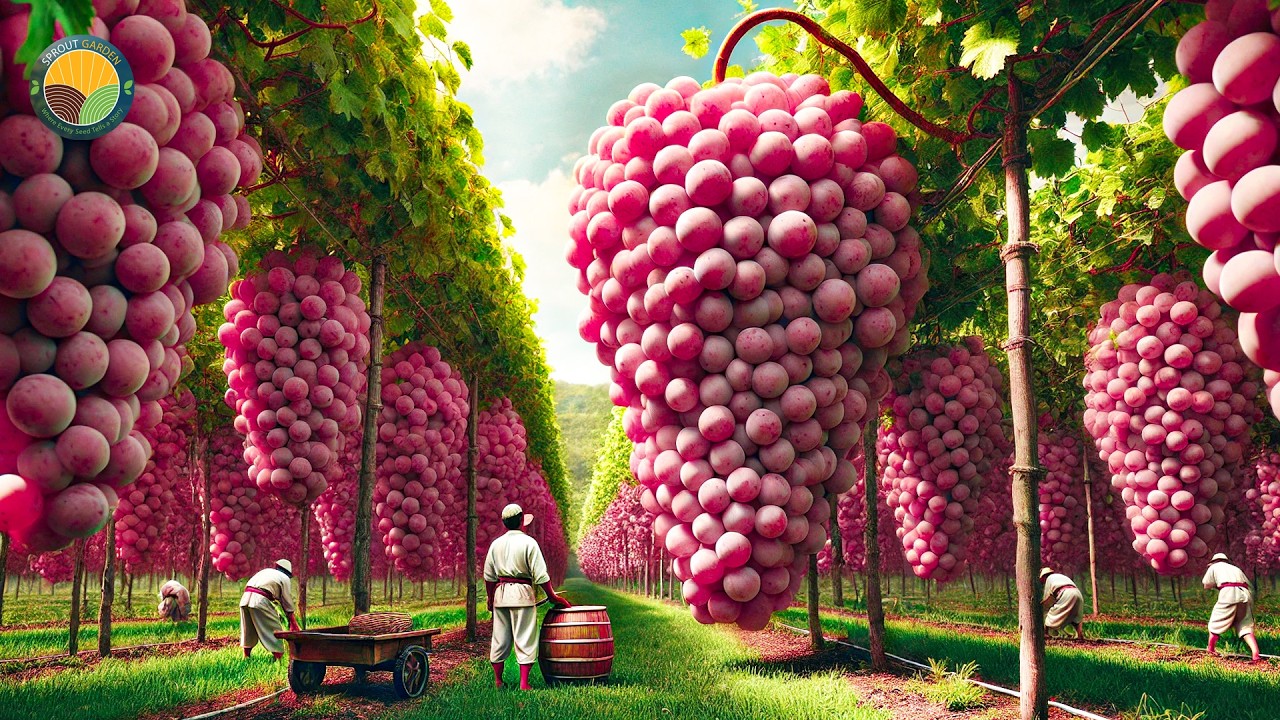 Japanese Farmers Harvest Expensive Grapes This Way - Japanese Grape Farm | Farming Documentary