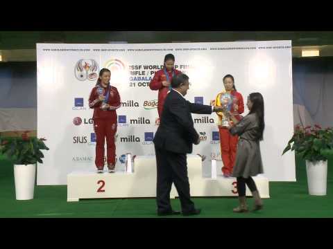 Podium and Interview with YI Siling (CHN) - ISSF World Cup Final in all events 2014, Gabala (AZE)