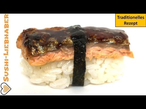 Nigiri Sushi mit gebratener Lachshaut - Sushi selber machen