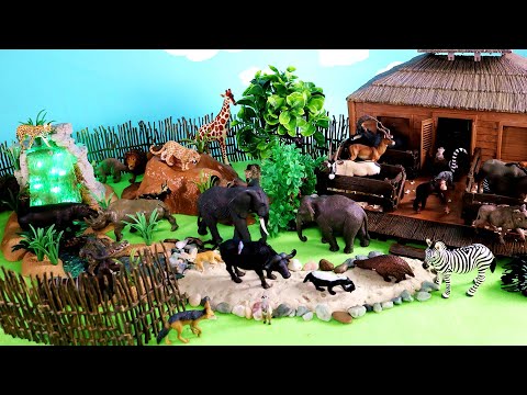Safari Animal Care Dioramas for Animal Figurines   Learn Animal Names