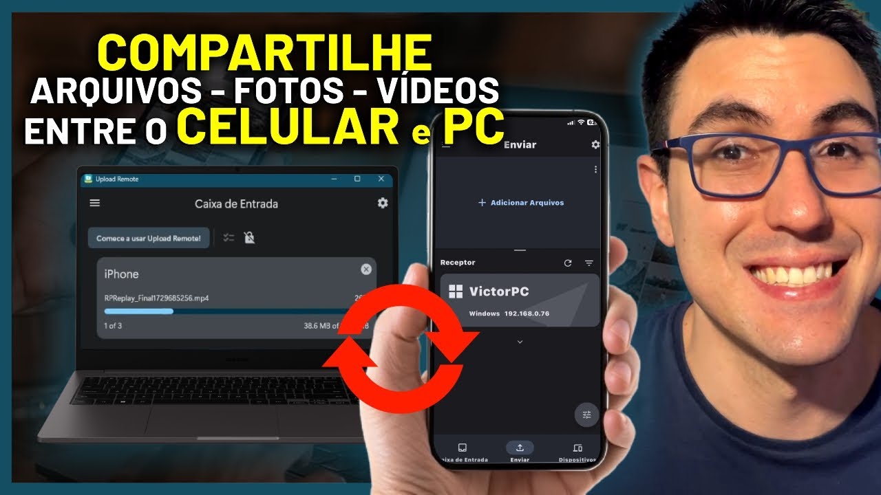 O MELHOR APLICATIVO para TRANSFERIR ARQUIVOS, FOTOS, VÍDEOS entre CELULAR E PC!