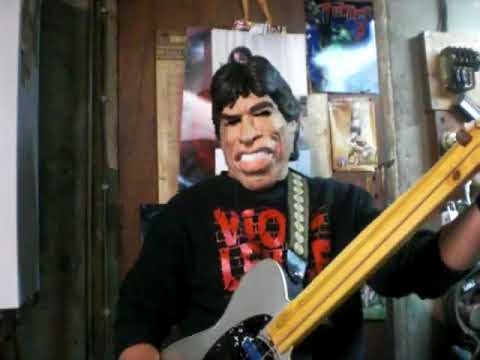 OH! MICK JAGGER à la BASSE FRETLESS 2 cordes !! TEST BIS Bluesman masqué des cavernesVERS 2.0