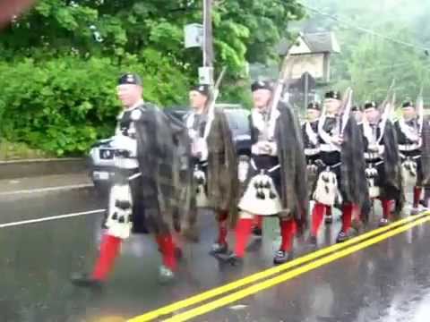 Atholl Highlanders parade down Main Street, Athol, Mass