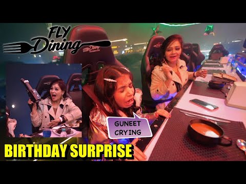 Guneet Rone Lag Gai Itna Upar Jake 😱 Birthday Surprise for Wife | Fly Dining Noida | Harpreet SDC