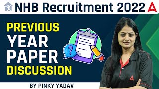 NHB Recruitment 2022 | Previous Year Paper Discussion | By Pinky Yadav