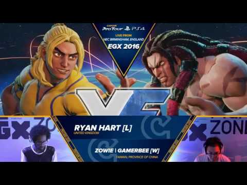 Street Fighter 5 EGX 2016 Grand Final Ryan Hart /Guile/ vs Zowie|Gamerbee /Necalli/ HD720p 60FPS