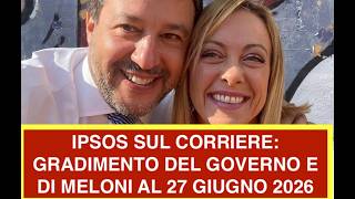 IPSOS SUL CORRIERE: GRADIMENTO DEL GOVERNO E DI MELONI AL 27 GIUGNO 2026