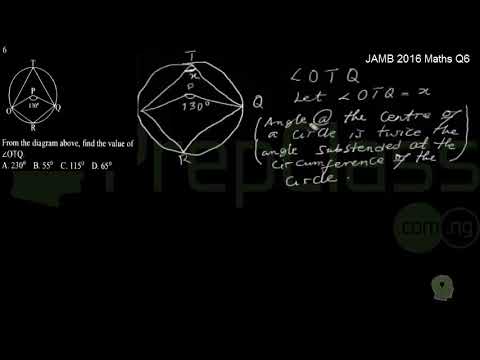 Circle Geometry - JAMB 2016 MATHS Question 6