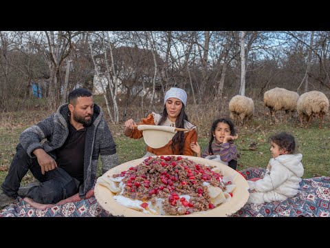 Traditional Azerbaijani Dish - Khangal! Flavor in the Mountains, The First Snow in Our Village.