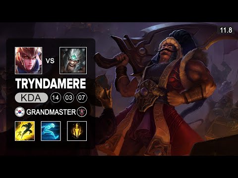 Tryndamere Top vs Quinn - KR Grandmaster Patch 11.8