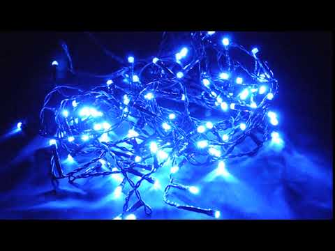 Коледна украса тип завеса, 0.9x0.5m, 3.6W, синя, IP44, 100 LEDs HQ видео 1