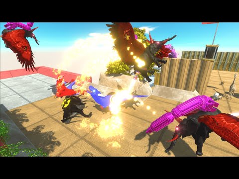 Escape from Giant Fire Wing Elephant Aliens🔥 vs Super Hero Dinosaurs-Animal Revolt Battle Simulator