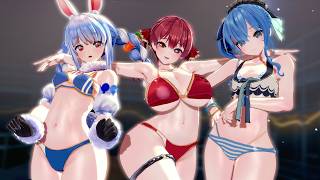 8k水着宝鐘マリン・兎田ペこら・星街すいせい「III + 音ハメlove＆joy」marin/pekora/suisei/ホロライブhololive mmd