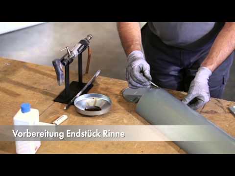 RHEINZINK-Dachentwässerung,Montage des Komplettsystems aus Zink von der Dachrinne bis zum Fallrohr