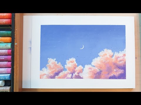 Easy Oil Pastel #12 / How to draw clouds for beginners