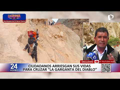 Huánuco: pobladores arriesgan sus vidas para cruzar peligrosa vía destruida por lluvias