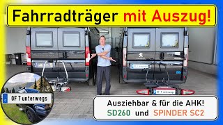 Im direkten Vergleich! Ausziehbare Fahrradträger SD260 und SPINDER SC2 für die Anhängerkupplung!